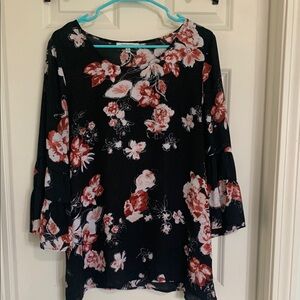 Floral Black and Red Women's Tunic